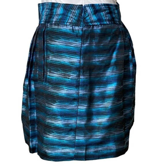 MICHAEL Michael Kors Teal Metallic Pocketed Mini Skirt, Pleated Women's Size 12 - Picture 6 of 10